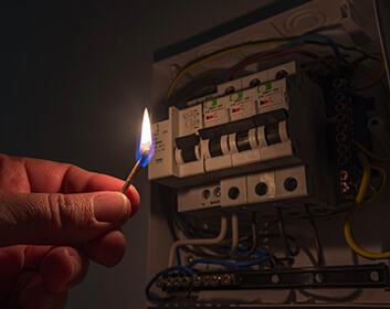 lighted match in the nearby area of an electrical switch