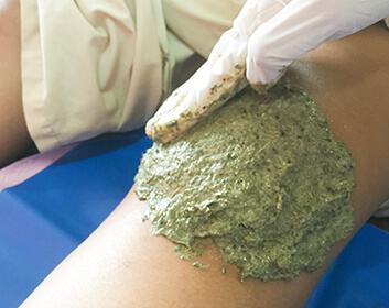 
disinfecting wound using green vegetable paste